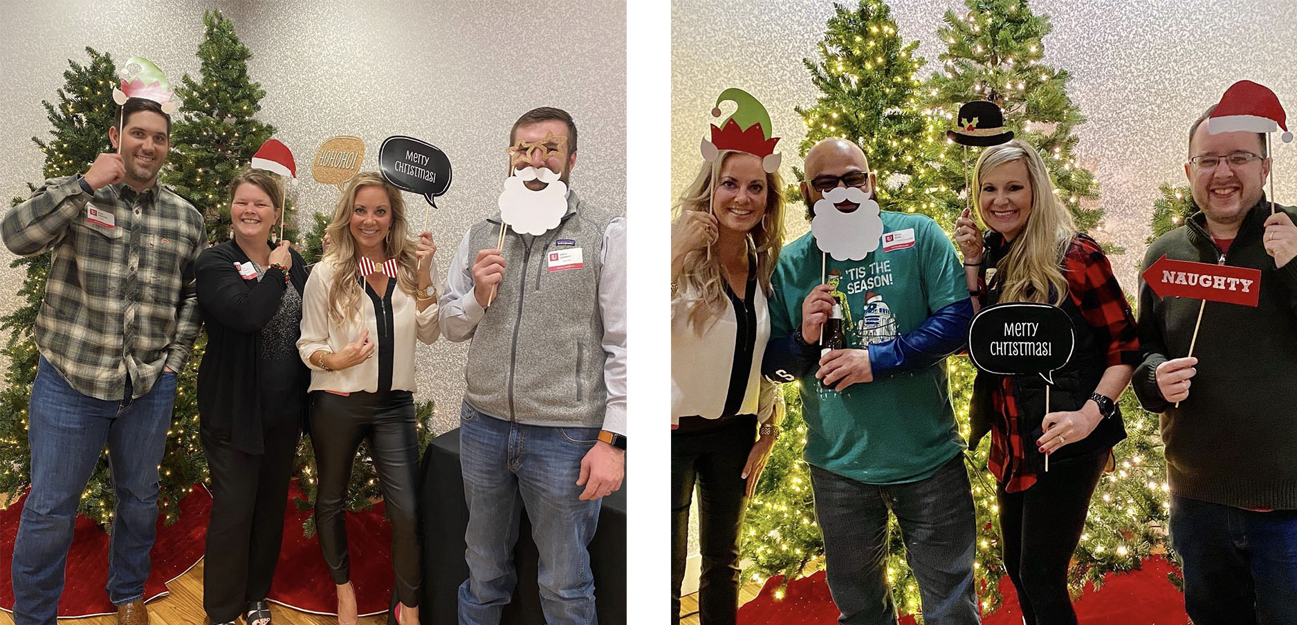 UBank employees posing with Christmas props